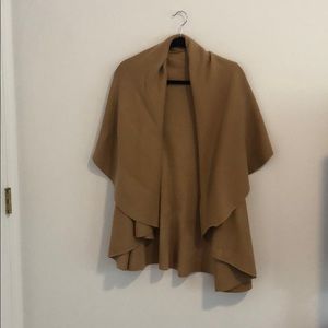 Camel Knit Capelet Open Cardigan